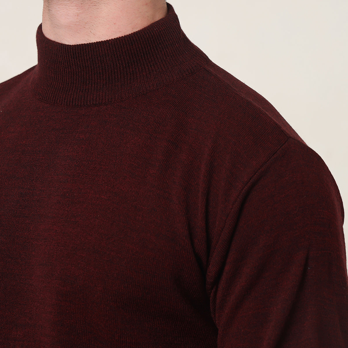 WINE KNITTED T-NECK