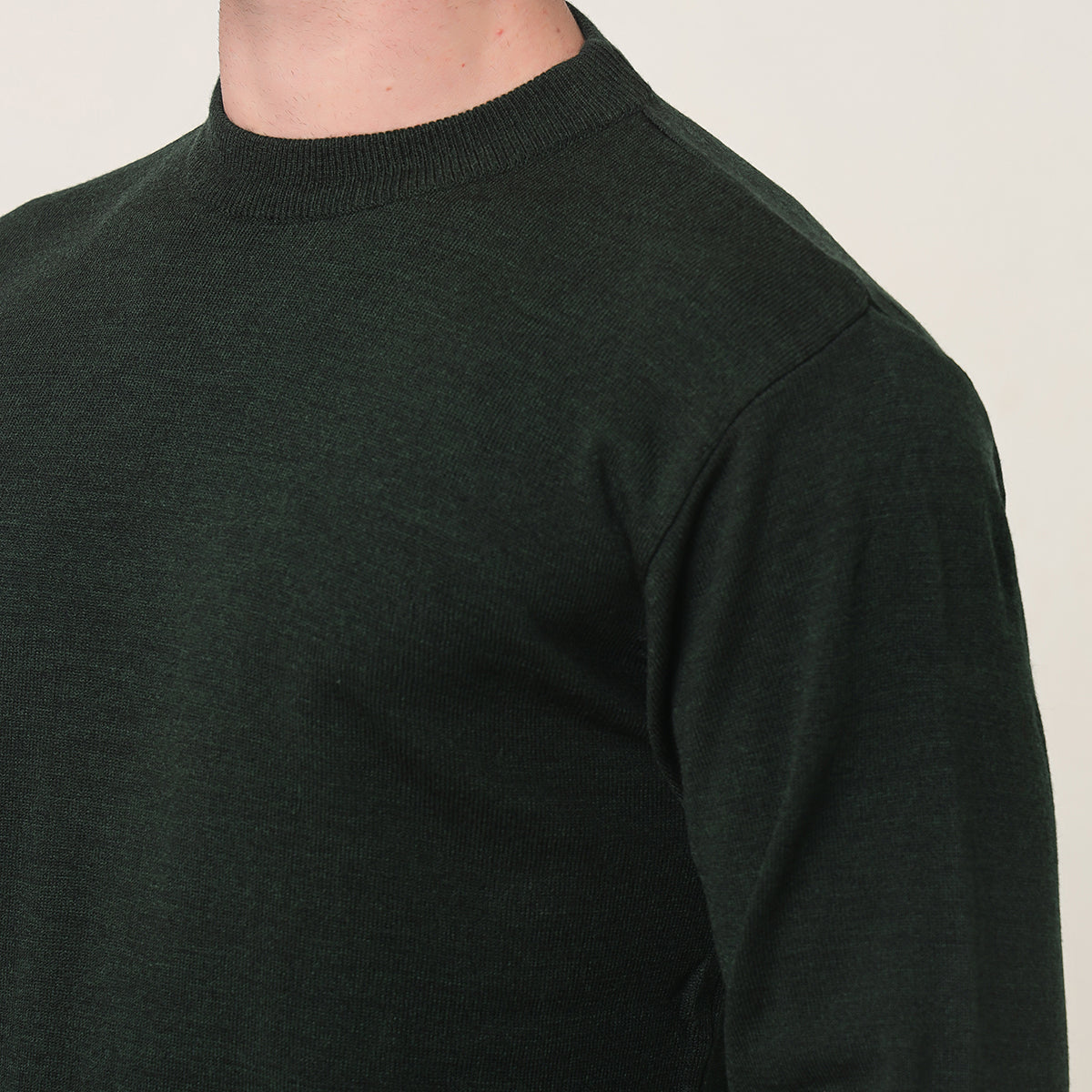 DEEP GREEN KNITTED ROUND NECK