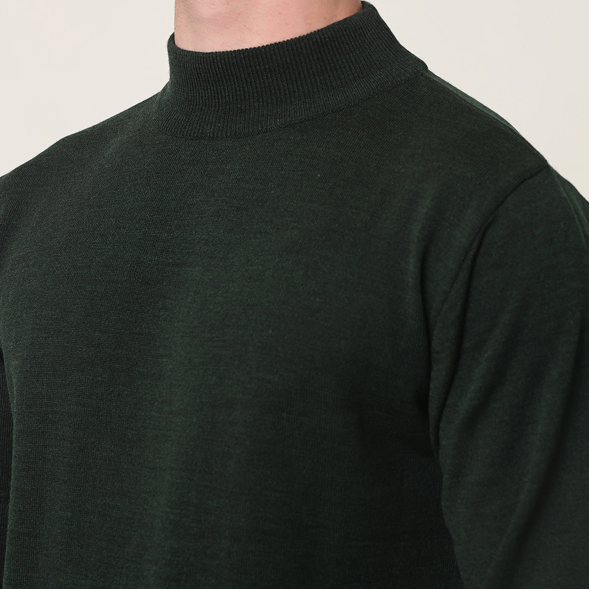DEEP GREEN KNITTED T-NECK