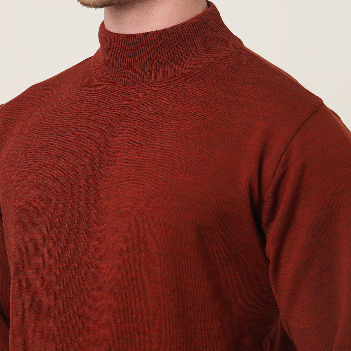 RUST KNITTED T-NECK
