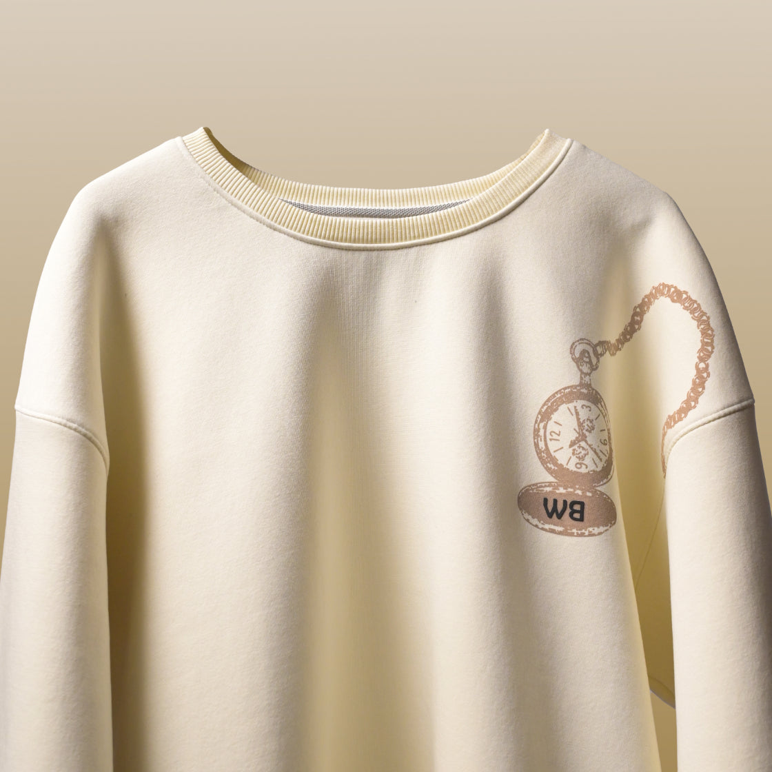 WHITE CLOCK SWEATSHIRT