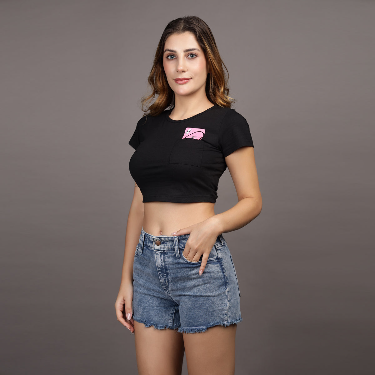 PINK UNO-REVERSE CROP TEE