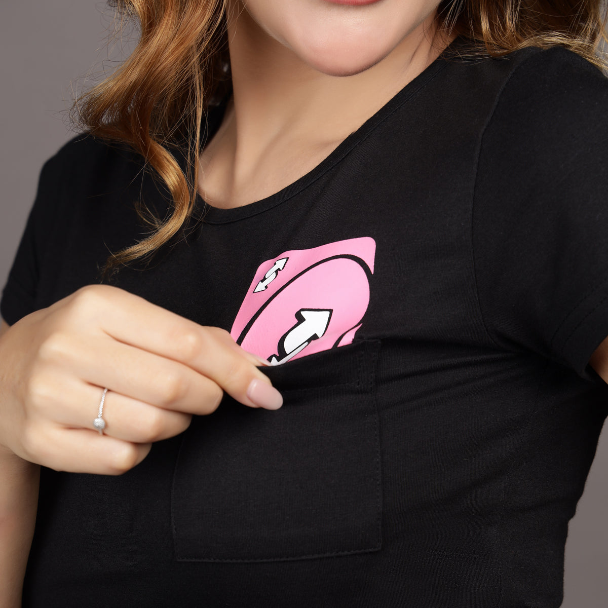 PINK UNO-REVERSE CROP TEE