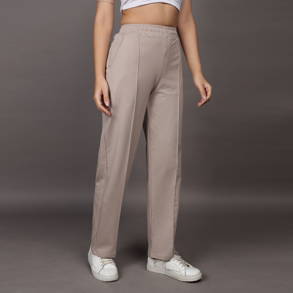 BEIGE LOUNGE FIT PANTS (UNISEX)