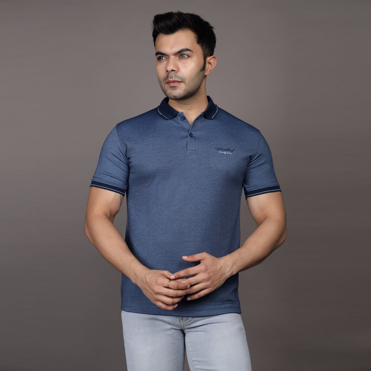 DENIM HORSE PRINT POLO T-SHIRT