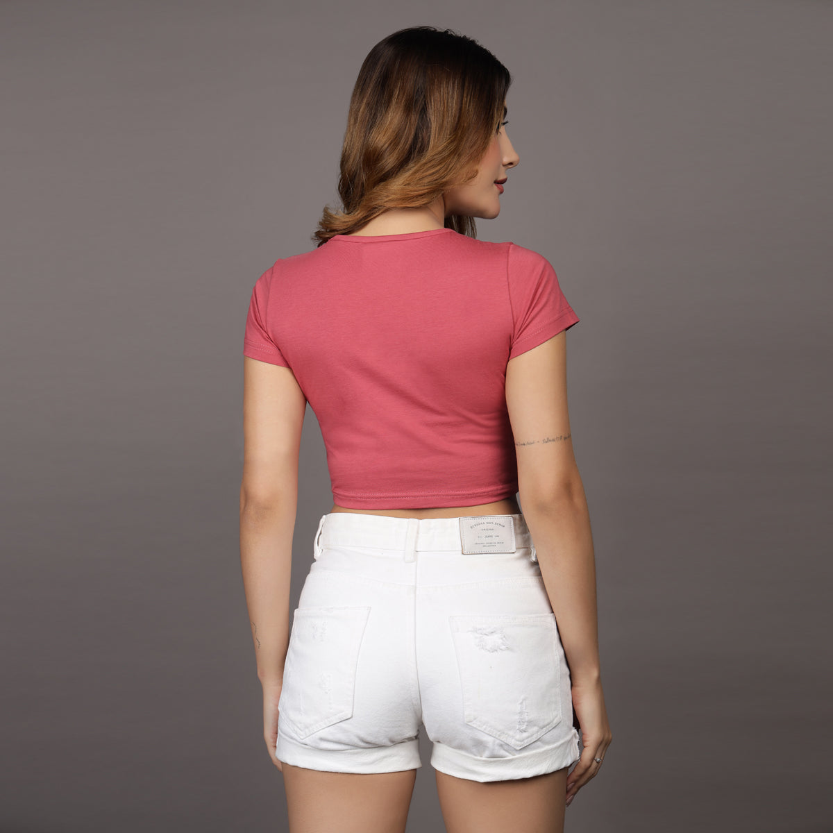 PINK WHAT GOES AROUND, COMES BACK AROUND CROP TEE