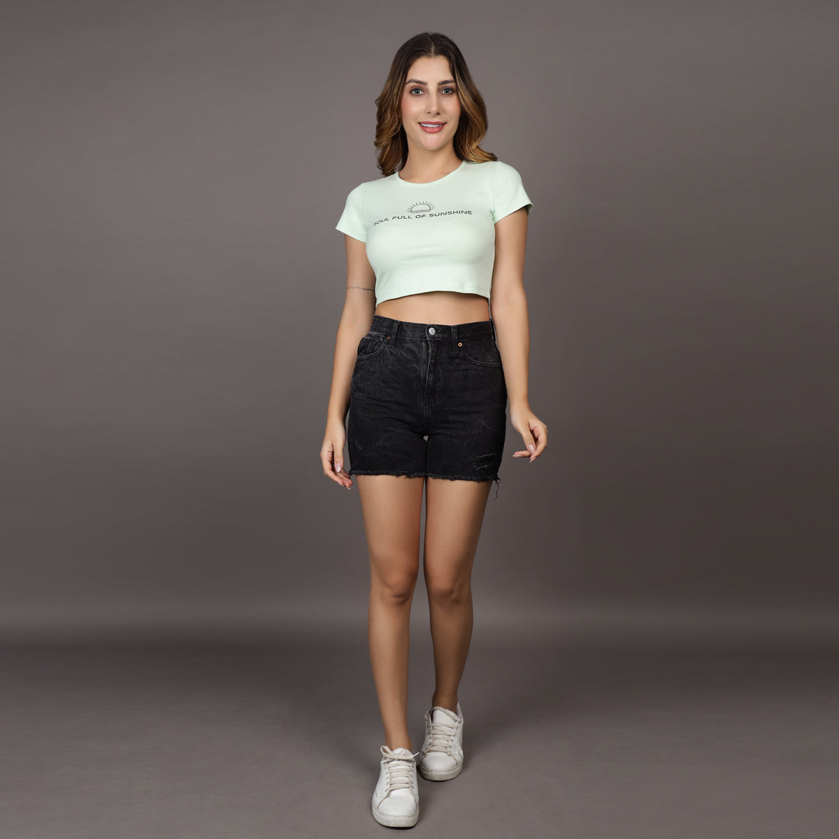 PASTEL GREEN SOUL FULL OF SUNSHINE CROP TEE