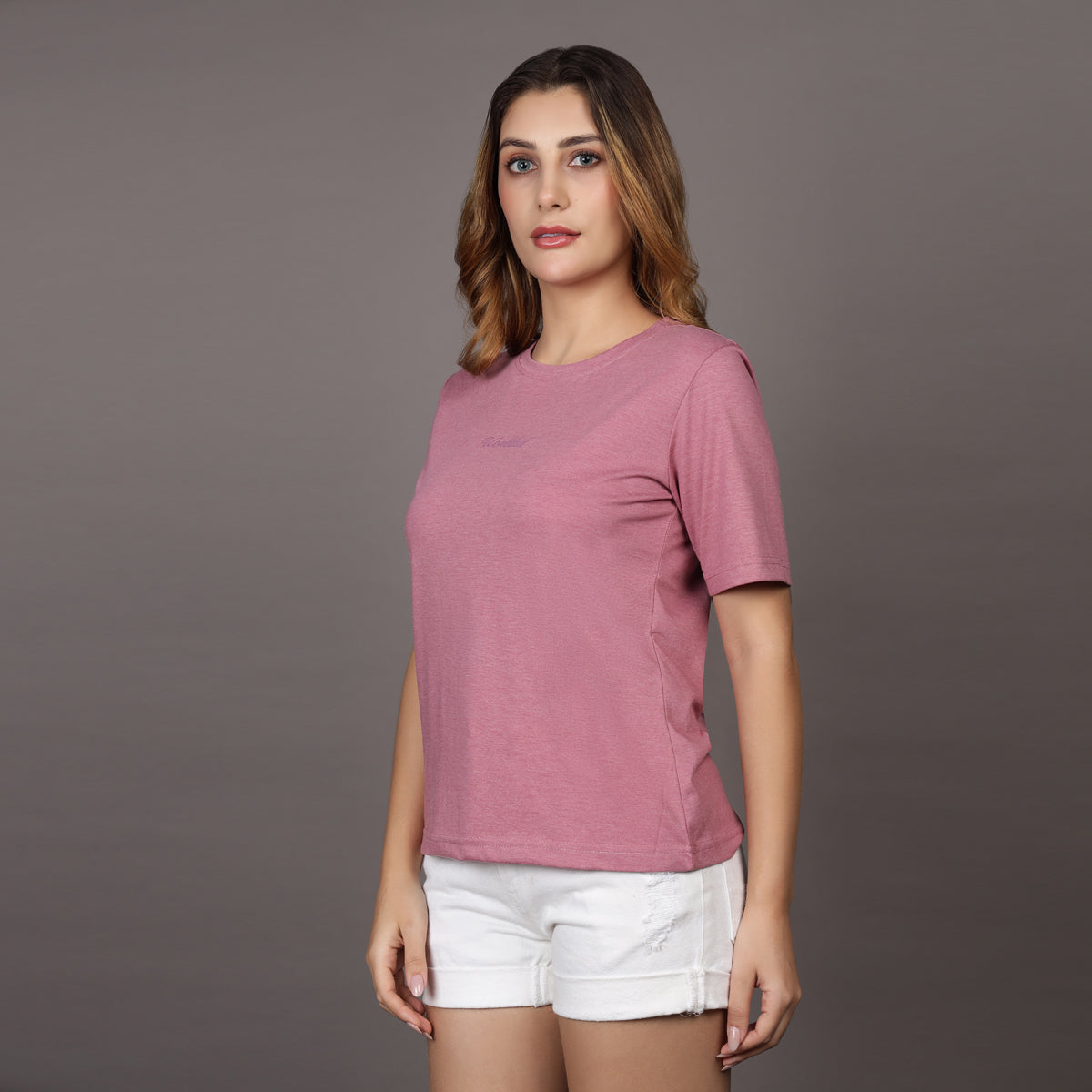 PINK MELANGE CROWN BRUISES T-SHIRT