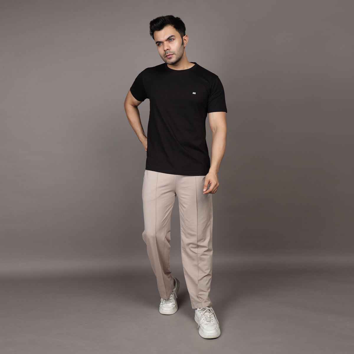 BEIGE LOUNGE FIT PANTS (UNISEX)