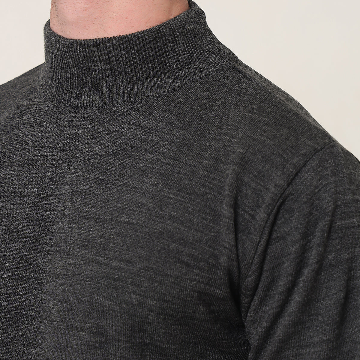 STONE GREY KNITTED T-NECK