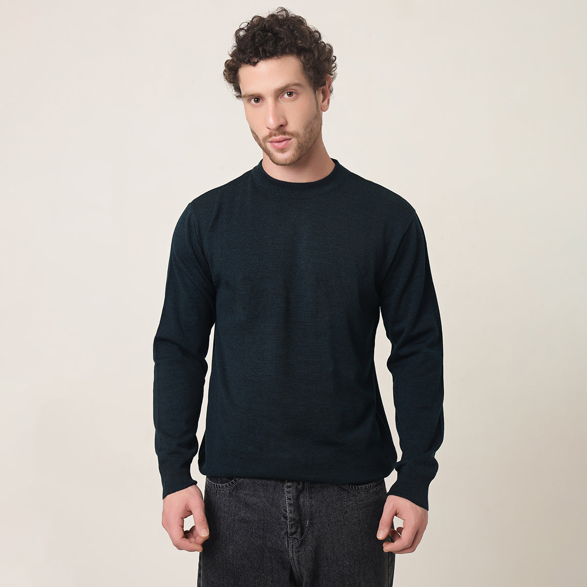 DEEP PETROL BLUE KNITTED ROUND NECK