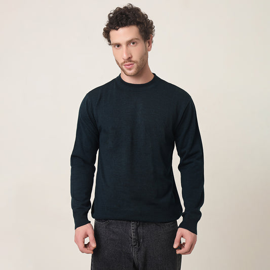 DEEP PETROL BLUE KNITTED ROUND NECK