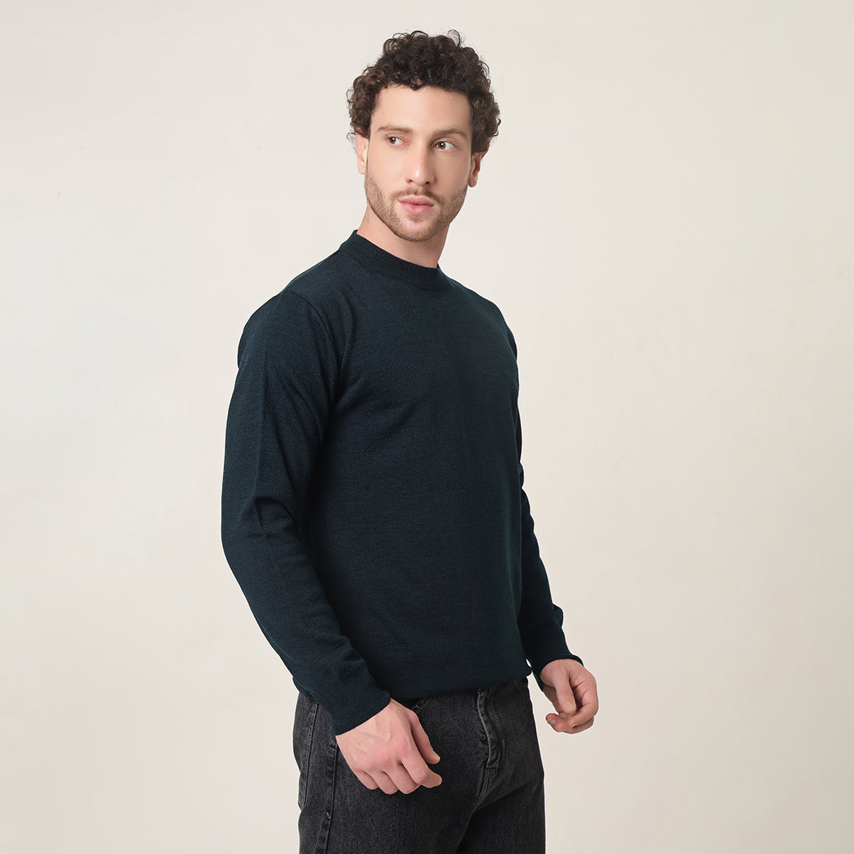 DEEP PETROL BLUE KNITTED ROUND NECK