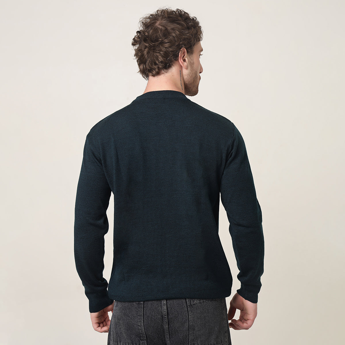 DEEP PETROL BLUE KNITTED ROUND NECK
