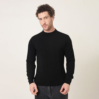 BLACK KNITTED ROUND NECK