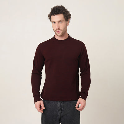 WINE KNITTED ROUND NECK