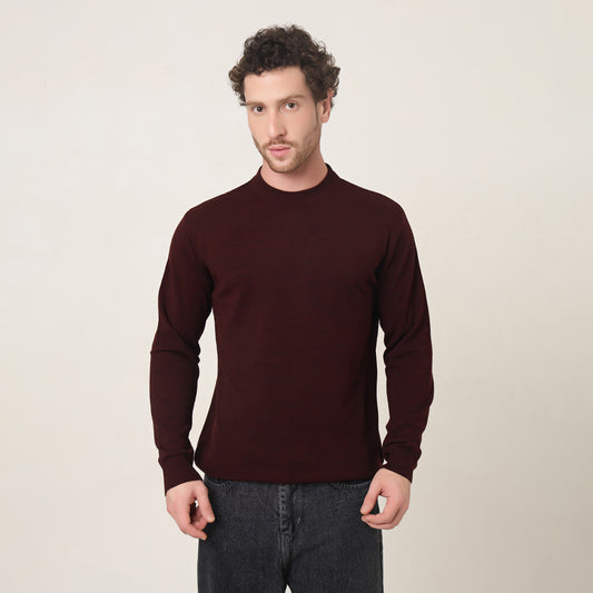 WINE KNITTED ROUND NECK