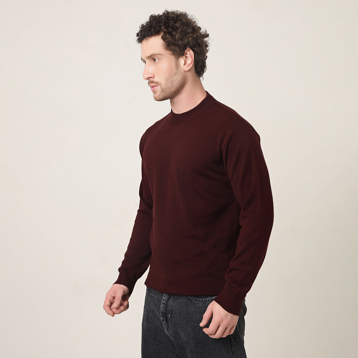 WINE KNITTED ROUND NECK
