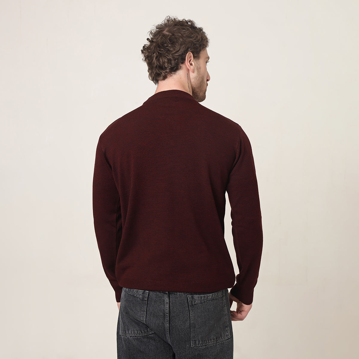 WINE KNITTED ROUND NECK
