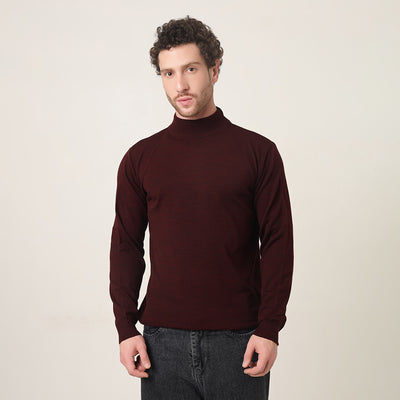 WINE KNITTED T-NECK