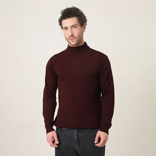 WINE KNITTED T-NECK