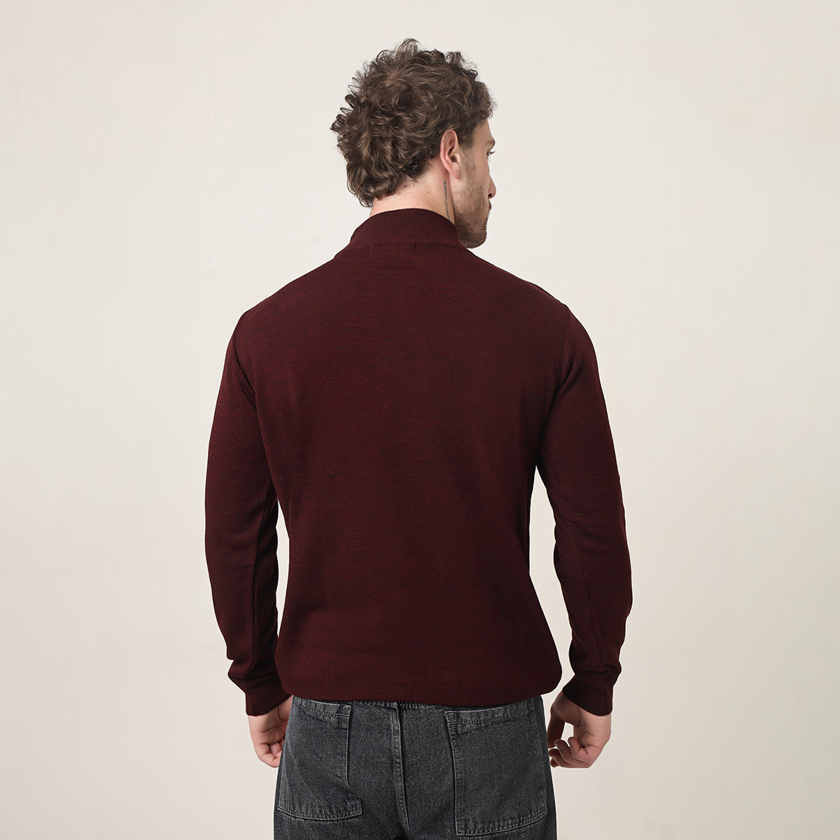WINE KNITTED T-NECK