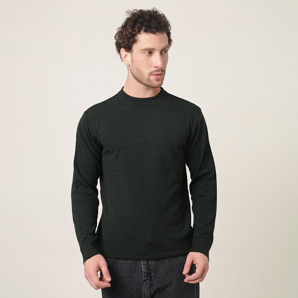 DEEP GREEN KNITTED ROUND NECK