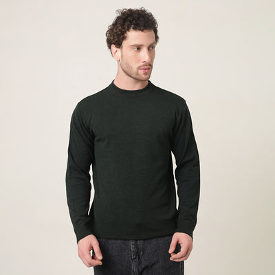 DEEP GREEN KNITTED ROUND NECK