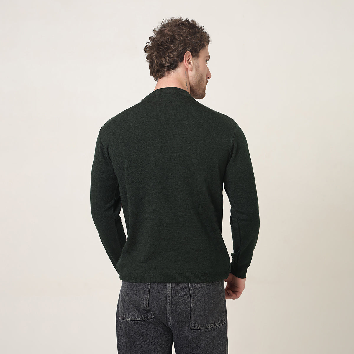 DEEP GREEN KNITTED ROUND NECK