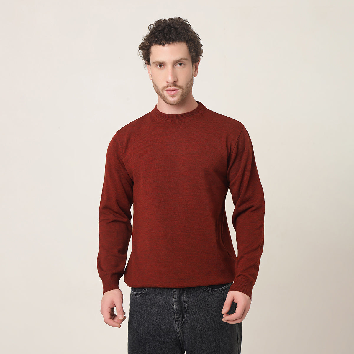 RUST KNITTED ROUND NECK