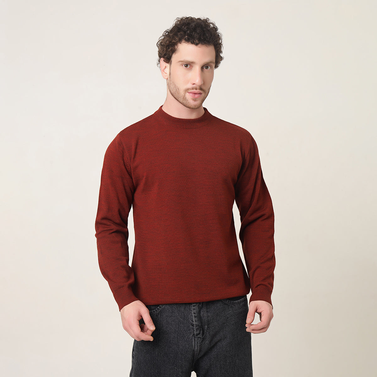 RUST KNITTED ROUND NECK
