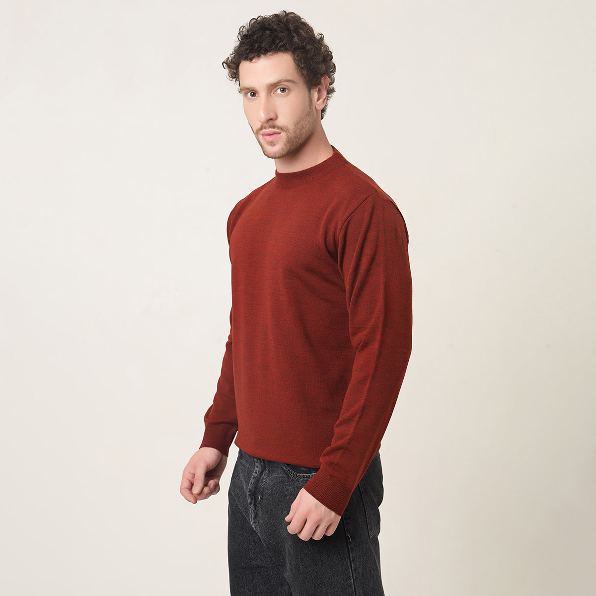 RUST KNITTED ROUND NECK