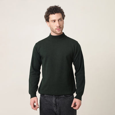 DEEP GREEN KNITTED T-NECK