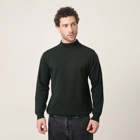 DEEP GREEN KNITTED T-NECK