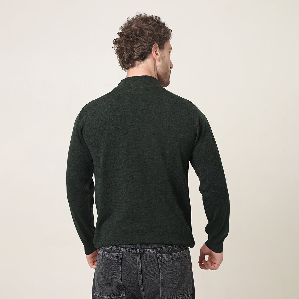 DEEP GREEN KNITTED T-NECK