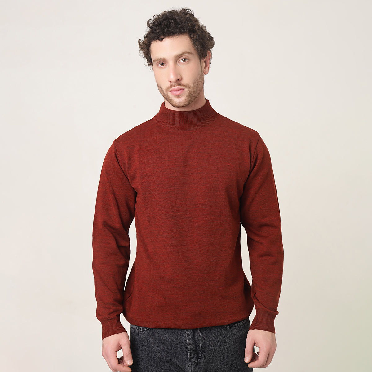 RUST KNITTED T-NECK