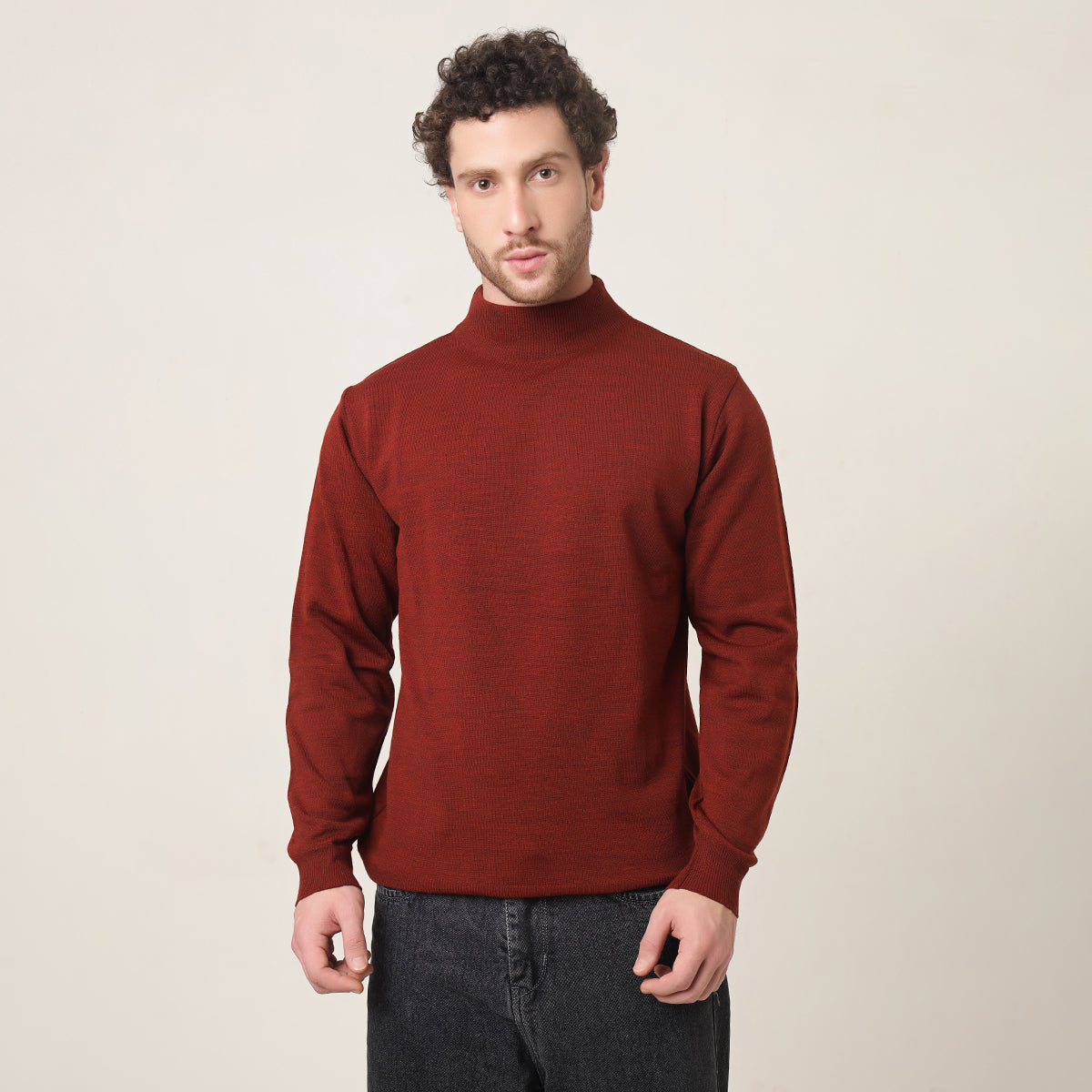 RUST KNITTED T-NECK