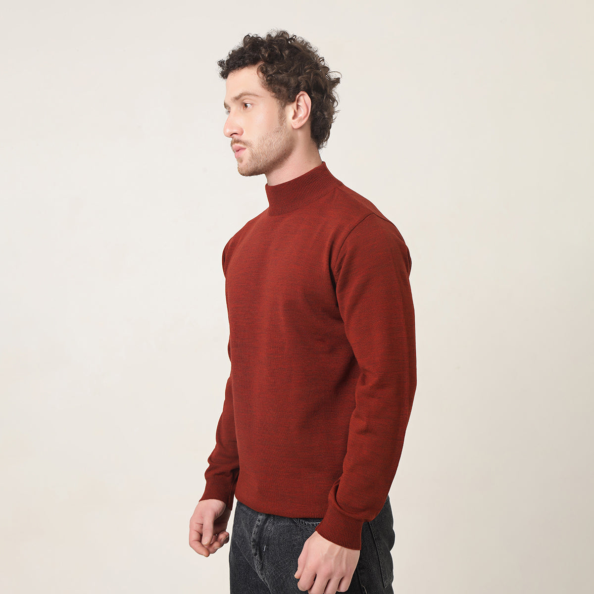 RUST KNITTED T-NECK