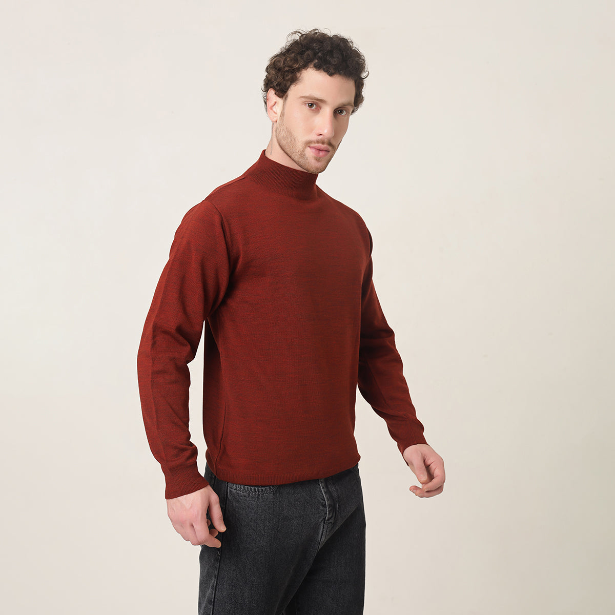 RUST KNITTED T-NECK