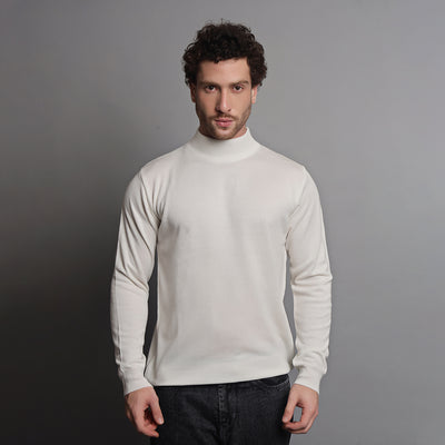 WHITE KNITTED T-NECK