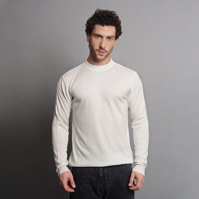 WHITE KNITTED ROUND NECK