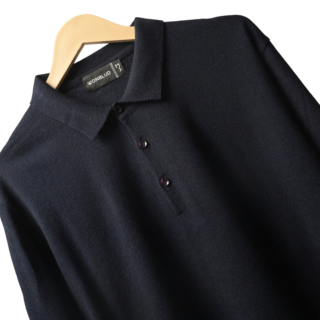 BLUE COTTON KNIT PULLOVER