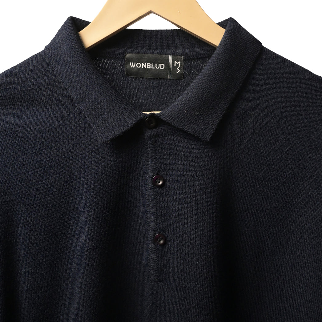 BLUE COTTON KNIT PULLOVER