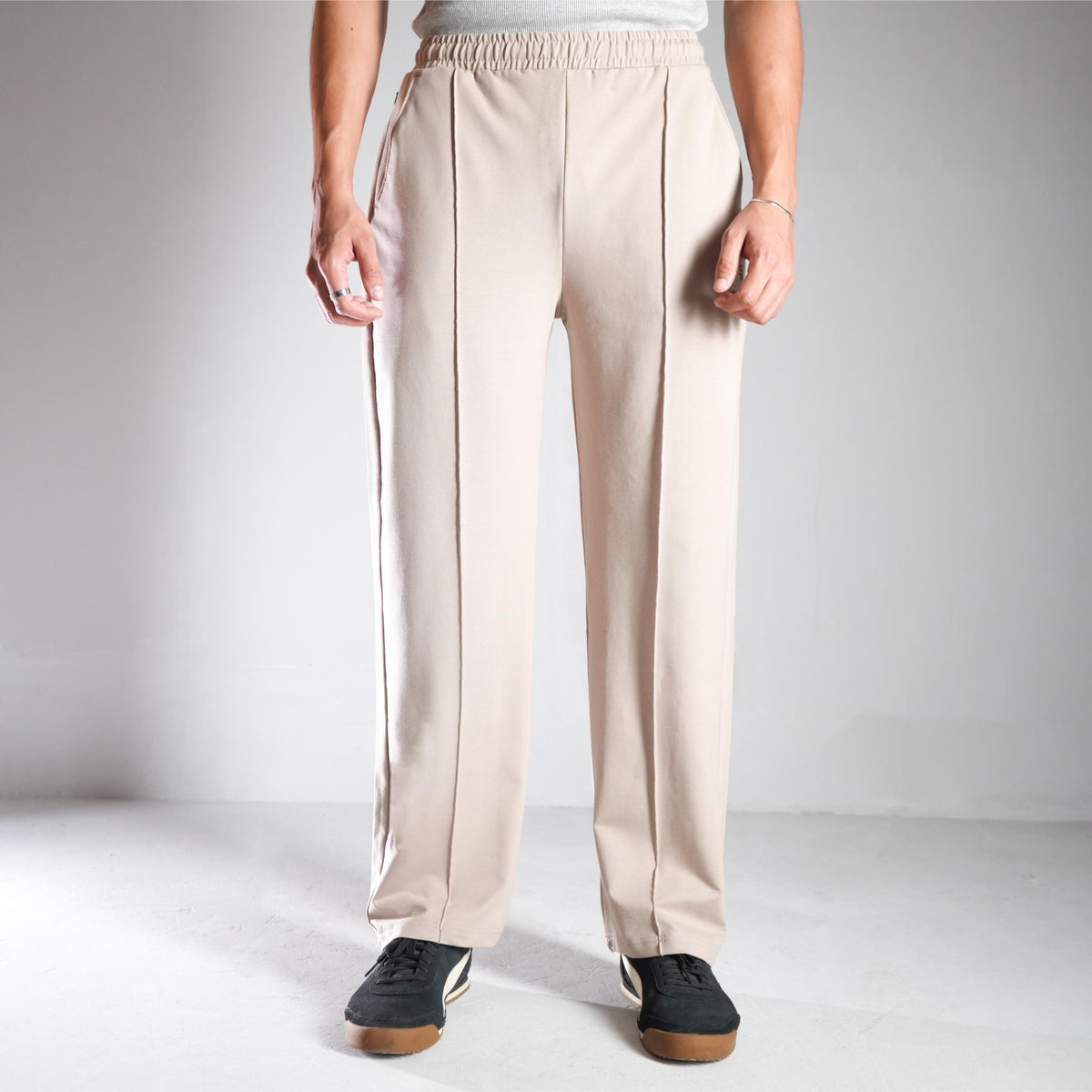 BEIGE LOUNGE FIT PANTS (UNISEX)