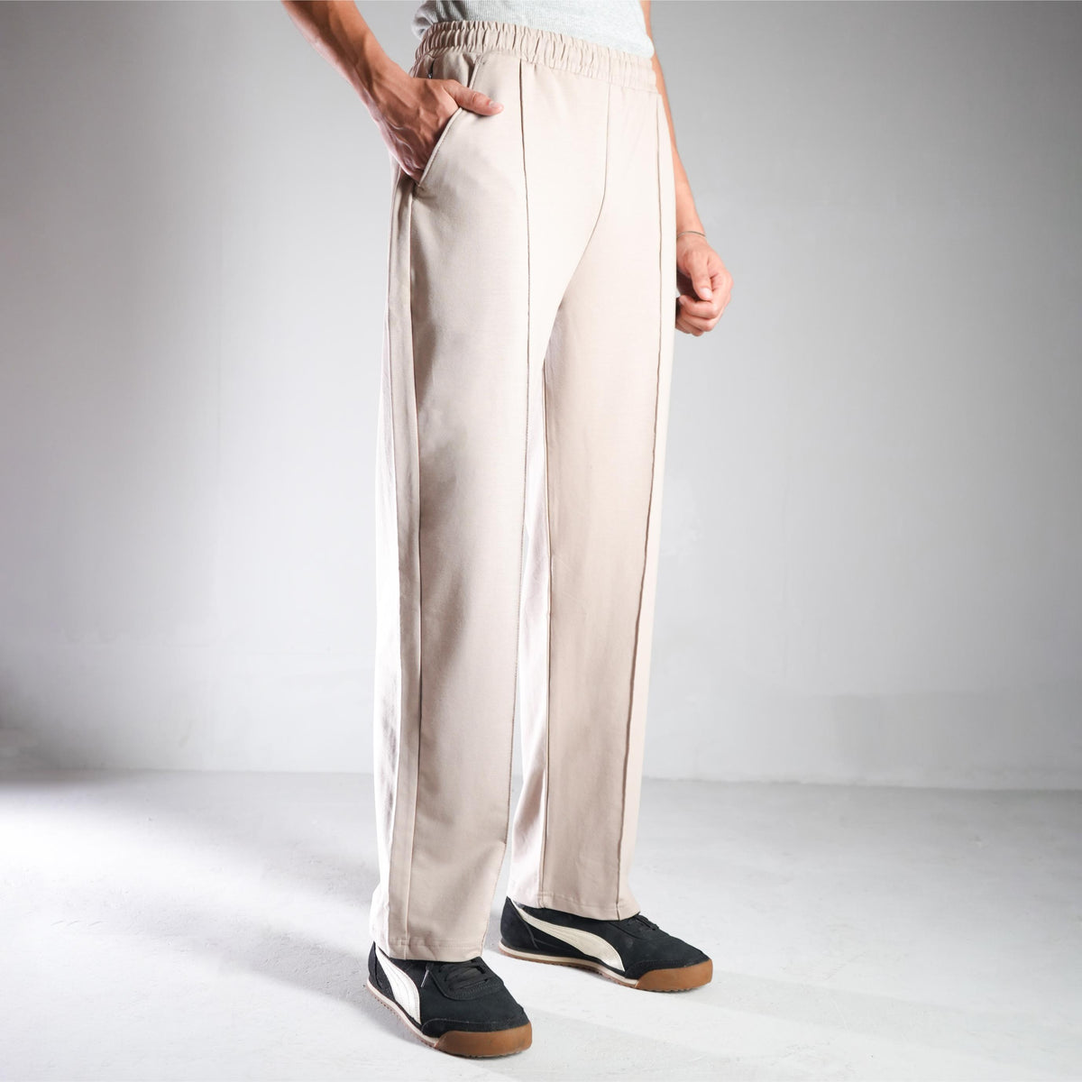 BEIGE LOUNGE FIT PANTS (UNISEX)