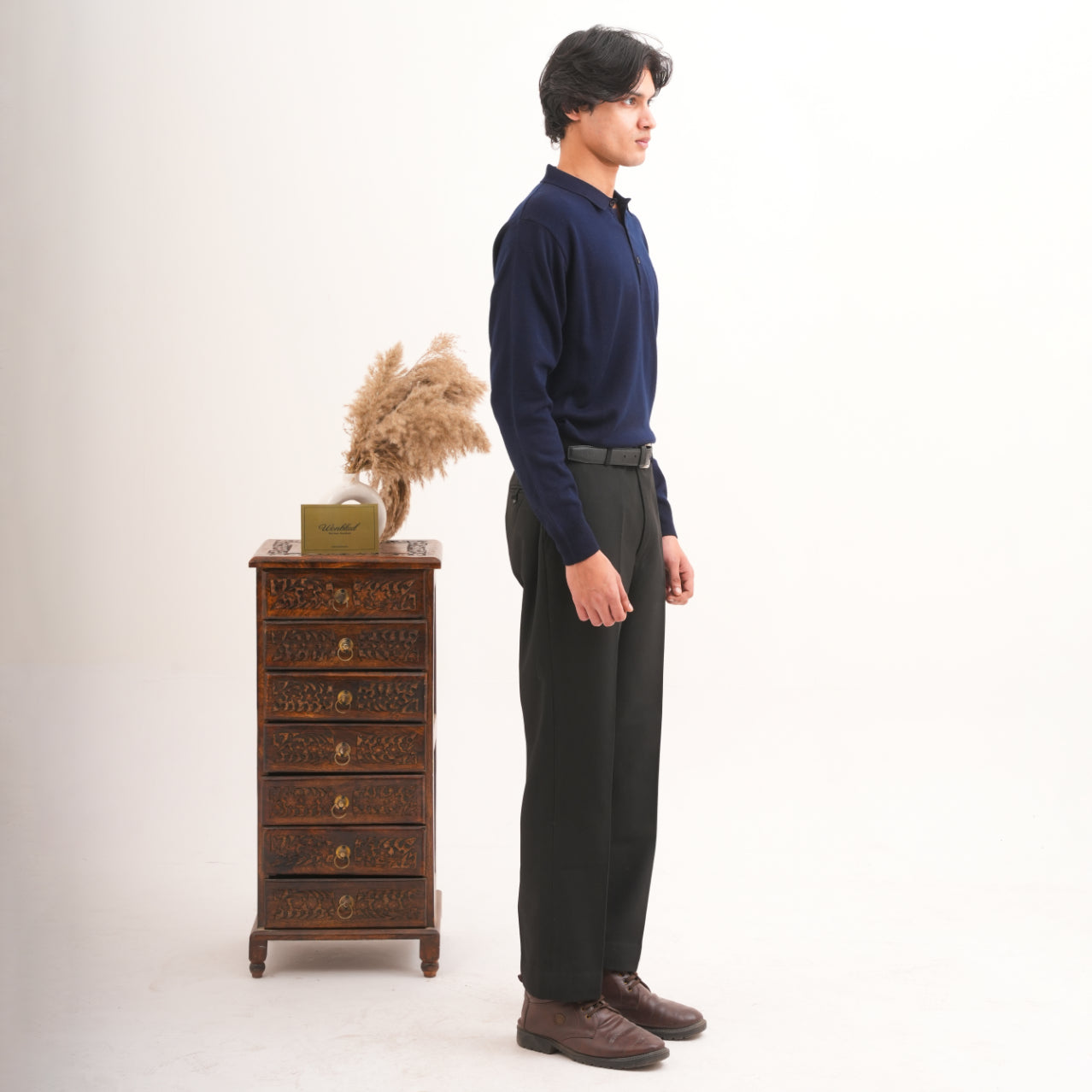 BLUE COTTON KNIT PULLOVER