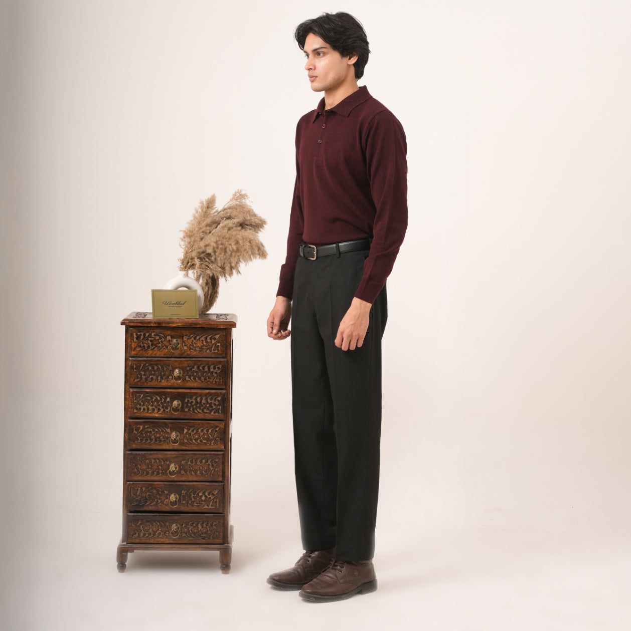 MAROON COTTON KNIT PULLOVER