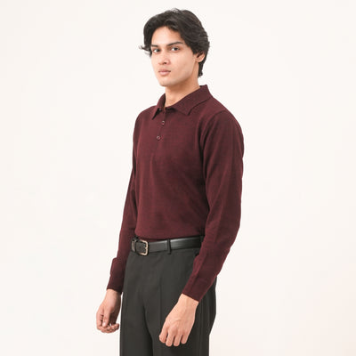 MAROON COTTON KNIT PULLOVER