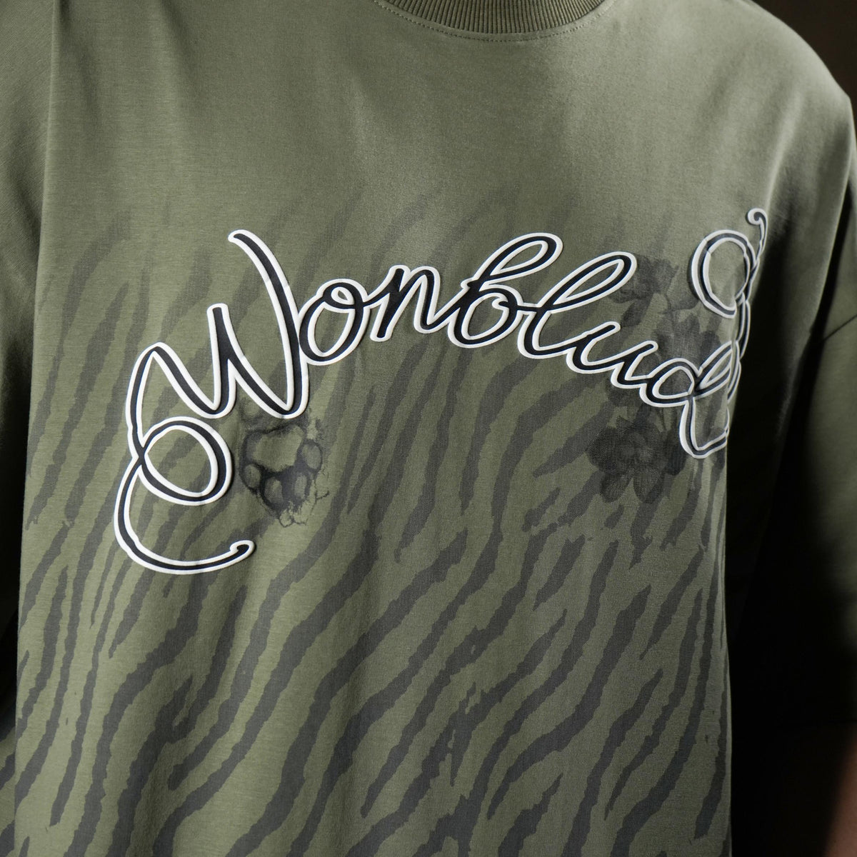 GREEN TIGER STRIPED  TSHIRT