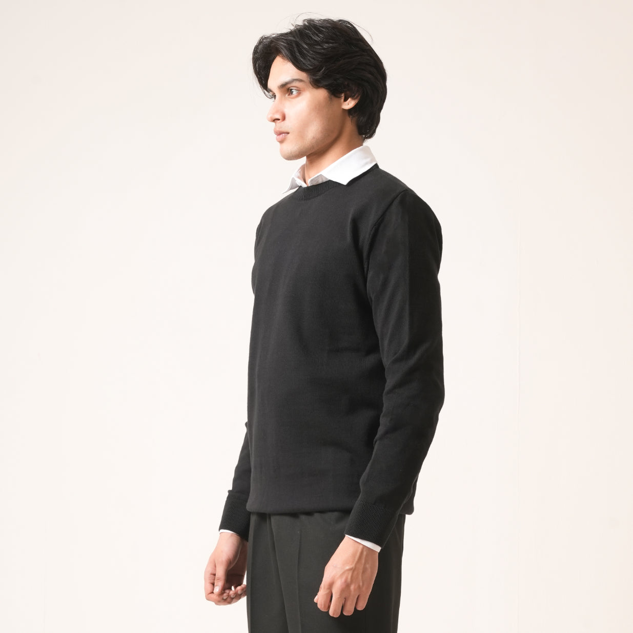 BLACK COTTON PULLOVER